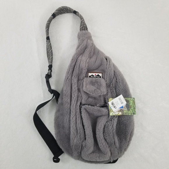 Kavu Handbags - Kavu Rope Fuzz Stone Sling Pack Gray New